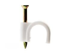 Zenitech - Set di 20 Ganci di Fissaggio Ø8mm - Compatibili con Cavi TV e Guaine Elettriche - Chiodi Speciali per Calcestruzzo - Conforme alle Normative CE - Bianco - 8mm