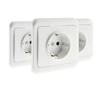 Zenitech - Set di 3 prese da incasso Schuko 16A, colore: bianco
