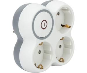 Zenitech - Triplite Schuko 16A + interruttore, colore: Bianco/Grigio