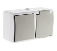 Zenitech va-et-vient + Presa 2P + T IP54 - Grigio Chiaro