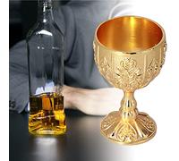 ZenithAur 2pcs Royal Chalice Embossed Cup, set di calici dorati vintage di piccole dimensioni per la decorazione della casa e la collezione di vini pregiati (Oro di zucca)