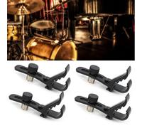 ZenithAur Clip per microfono per batteria, confezione da 4, per rullanti e tom, supporto per microfono antiurto con 3 scanalature e regolazione in altezza per la registrazione in