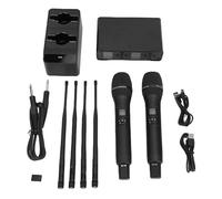 ZenithAur Dual Microphone System with Rechargeable Handheld Mics 2200mAh Battery and Charging Base with Integrated Phone Holder for Karaoke and Stage Performance
