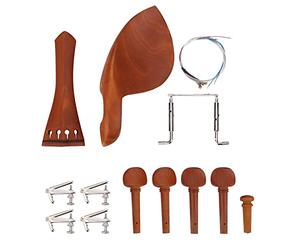 ZenithAur Jujube Raccordi per violino in legno per strumenti di dimensioni standard, un pacchetto completo di parti di ricambio per violino in legno tra cui mentoniera, cordiera, (corda L