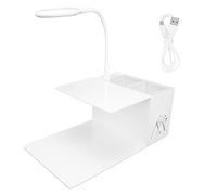 ZenithAur Mensola in Acrilico per Extension Ciglia con Batteria Integrata e 2 Porte USB, Include 20 Luci a Collo di Cigno a LED, Organizer per Strumenti per Extension Ciglia per