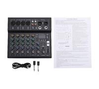 ZenithAur Mini Mixer Audio a 6 Canali con Bluetooth e Lettore MP3, Alimentazione Phantom 48V, Amplificatore per Chitarra Integrato, Console Mixer Portatile per Registrazione in (Black)