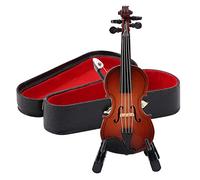 ZenithAur Moo di violino in miniatura con supporto per archetto, nera e accessori per casa e bambole - Mini strumento musicale decorativo per bambini