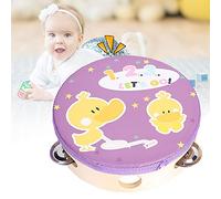 Zenithaur portatile Tambourine per l'educazione musicale, uno strumento in legno da 6 pollici con jingle in metallo, i bambini ideali per adulti tamburelli per feste e (Duck)