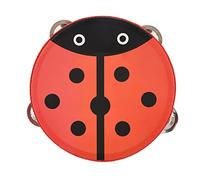 Zenithaur portatile Tambourine per l'educazione musicale, uno strumento in legno da 6 pollici con jingle in metallo, i bambini ideali per adulti tamburelli per feste e (Beetle)