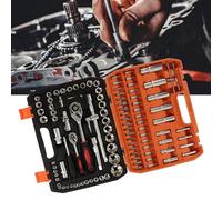 ZenithAur Set di Attrezzi per Riparazione Meccanica 108 Pezzi in Acciaio al Cromo Vanadio 1/4" / 1/2" con Cricchetto e Set di Chiavi, Bussole e Punte per Riparazione Autoveicoli e