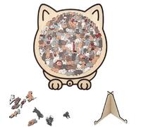 ZenithAura 135 Pezzi Puzzle a Forma di Gatto - Puzzle in Legno con Colori Morandi, Dolce Puzzle in Legno a Forma di Gatto, Regalo per Appassionati di Gatti per Rilassarsi