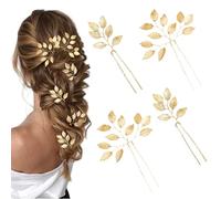 ZenithAura 4 pezzi Aureola da sposa Pini Oro Foglie Cristalli Pere Vintage Accessori per Capelli per Matrimonio Gioielli per Spose e Signore d'onore