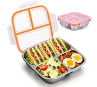 ZenithAura Acciaio Edelstahl Bento Lunchbox Per Adulti Uomini Donne 3 Divisioni Contenitore Per Cibi In Metallo Con Coperchi Con Scorrimento Per Viaggi