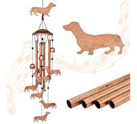 ZenithAura Dackel Metall Windspiel da Esterno, Windspiel da Giardino Antipioggia Appeso, Dackel Deko da Giardino per Balcone Terrazza Porta d'Ingresso Cortile Windspiel i