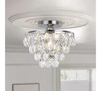 ZenithBeam Mini lampada da soffitto in cristallo,piccola moderna plafoniera soffitto in cristalli,corridoio,lampadario da incasso camera da letto,soggiorno,cucina,tavolo da pranzo,(argento)