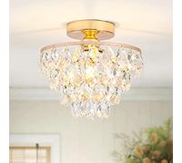 ZenithBeam Mini Lampada da Soffitto in Cristallo,Piccola Moderna Plafoniera Soffitto in Cristalli,Corridoio,Lampadario da Incasso Camera da Letto,Soggiorno,Cucina,Tavolo da Pranzo,(Glod)