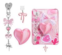 ZenithBurst Simpatici ciondoli per Kindle, con tappo antipolvere, tipo C/USB C, manico a cuore, portachiavi con glitter rosa con gancio per accessori Kindle