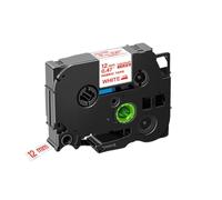 ZenithRide Nastro per etichette termoadesive in tessuto nero rosso su bianco da 12 mm 4x compatibile con i materiali di per stampanti FA3R FA231 Etichettatrice FA3 PT H110(Red on White)