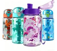 ZenithyrEn Borraccia per bambini, 550 ml, robusta e infrangibile, a prova di perdite, senza BPA, per bambini, adatta per scuola, viaggi, con maniglia rimovibile (blu)