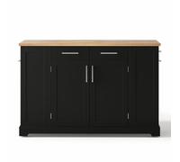Zenithz Isola da cucina intelligente con raccolta differenziata e presa (138 cm), carrello da cucina con scomparto estraibile per pattumiera, carrello da portata con porta USB-C e piastra pieghevole