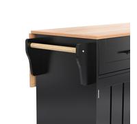 Zenithz Isola da cucina XXL nera (129 cm) con ruote e piedini (2 in 1), carrello da cucina con piano di lavoro pieghevole e mensole per porte, credenza con portaposate, grande [2 pacchetti]