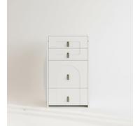 Zenithz Set da toeletta e sgabello, larghezza 50 cm, 3 cassetti, bianco, con specchio LED, sgabello pieghevole salvaspazio