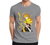 Zenitsu Kimetsu no Yaiba Flash Spada Anime Manga Regalo Uomo T-Shirt, grigio., L