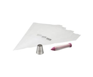 Zenker 44735 - Set di decorazione per torta di calcio, tasca e penna per decorazione per torta di calcio, acciaio inossidabile, plastica, silicone, 20 x 36 cm