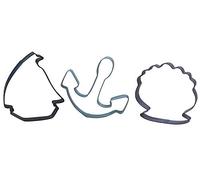 Zenker 44849 Set 3 formine tagliabiscotti (Ancora, Barca, Conchiglia), Acciaio Inox