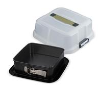 Zenker 7904 - Stampo quadrato per torte, stampo a cerniera, stampo quadrato, stampo a cerniera con coperchio, acciaio, plastica responsabile, 23 x 23 cm