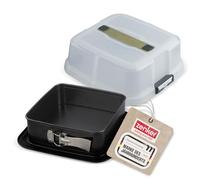 Zenker 7904 - Stampo quadrato per torte, stampo a cerniera, stampo quadrato, stampo a cerniera con coperchio, acciaio, plastica responsabile, 23 x 23 cm