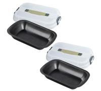 Zenker 9349050 - Set di 2 stampi per torte con coperchio per trasporto, stampo per dolci, stampo rettangolare, acciaio, verde plastica, 34 x 24,5 cm