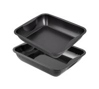 Zenker 9914750 - Set di 2 piatti da forno XXL rettangolari, piatto da forno, piatto per pollo, piatto rettangolare XXL, acciaio, 40 x 34 x 8 cm, colore: nero