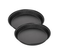 Zenker 9915150 - Set di 2 stampi per quiche lorraine, stampo per torte, 28 cm, stampo per quiche, acciaio, nero, 28 x 4 cm