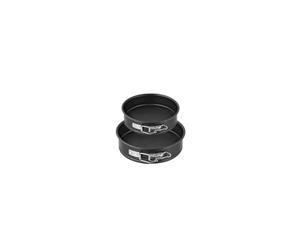 Zenker 9916550 - Set di 2 mini stampi da 16 cm e stampo da 18 cm, mini stampo rotondo, stampo a forma di mancato a cerniera, in acciaio inossidabile, nero, 16 cm e 18 cm