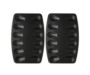 Zenker 9926250 - Set di 2 stampi per madeleine, teglia per madeleine, stampo per madeleine salate e dolci, 2 piastre per madeleine, 2 stampi per madeleine, acciaio inossidabile, nero, 26 x 39 x 1 cm