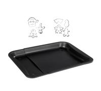 Zenker 9936150 teglia estensibile e 7 formine natalizie, piastra per pasticceria regolabile e formine in acciaio inox, piano cottura forno, acciaio, 35-52 x 32 x 3 cm