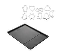 Zenker 9987650 - Set di teglia espandibile con 9 stampini su appendiabiti, biscotti di Natale, piastra, formine natalizio, campana, abete, acciaio inossidabile, nero, inox, da 5 cm a 33 cm