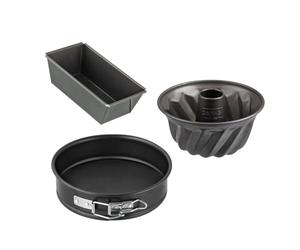 Zenker 9991850 - Set di 3 stampi a forma di mancato speciale mini con stampo per torta, stampo per kougelhopf, stampo a cerniera, in acciaio inossidabile, nero, 15 x 5,5 x 8,5 cm, 18 cm, 16 cm