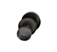 Zenker 9991950 Set 3 mini stampini per manche, mini stampo tonda, stampo per dolci, stampini layer cake, Cake design, Acciaio inossidabile, Nero, 12 cm, 16 cm, 18 cm, 18 cm