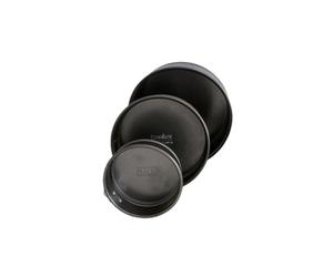 Zenker 9991950 Set 3 mini stampini per manche, mini stampo tonda, stampo per dolci, stampini layer cake, Cake design, Acciaio inossidabile, Nero, 12 cm, 16 cm, 18 cm, 18 cm