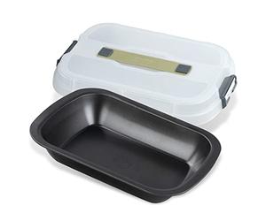 Zenker Bake, Click & Go - Pirofila per dessert e casseruola con cappuccio - 34 x 24,5 x 8 cm - Teglia da forno con coperchio coordinato per il trasporto diretto - Teglia per torte da forno e trasporto