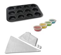 Zenker FCK9983850 Set di 3 Pezzi Speciale Muffin, HDPE,Acciaio,Carta, Set di Preparazione Muffins