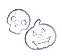 Zenker Set 2 Formine Tagliabiscotti XXL Halloween, Tagliabiscotti a Zucca e Teschio in Acciaio Inossidabile, Grandi per Biscotti e Decorazioni, Lavabili in Lavastoviglie