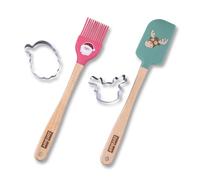 Zenker Set 2 Pezzi Spatola e Pennello da Cucina Natalizi con Tagliabiscotti, Utensili in Silicone con Stampi in Acciaio Inossidabile, Spatola Renna e Pennello Babbo Natale, Accessori pasticceria
