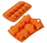 Zenker Set 2 Stampi in Silicone per Cioccolato e Dolci a Tema Halloween, Stampo 6 Impronte per Mini Torte e Stampo 10 Impronte Mini Zucche, Resistenti al Calore e al Gelo, Lavabili in Lavastoviglie