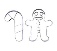 Zenker Set 2 Tagliabiscotti di Natale in Acciaio Inossidabile, Formine Omino di Pan di Zenzero e Bastoncino di Zucchero, Ideali per Biscotti Natalizi, Lavabili in Lavastoviglie