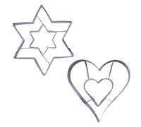 Zenker Set 2 Tagliabiscotti Linzer, Formine per Biscotti a Cuore e Stella in Acciaio Inossidabile, Design 2-in-1 con Foro Centrale, per Biscotti di Natale e San Valentino, Lavabili in Lavastoviglie