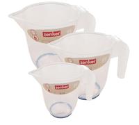 Zenker Set 3 Caraffe Graduate in Plastica Alimentare Trasparente - 0.5 Litri, 1 Litro e 2 Litri - Brocche da Cucina Resistenti al Calore per Misurare Liquidi, Impasti, Cottura