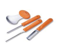 Zenker Set 4 Strumenti Professionali per Intagliare Zucca Halloween, con Coltello Seghettato, Punteruolo, Sgorbia e Cucchiaio Scavino, Acciaio Inox, Utensili da cucina Ideali per Bambini e Adulti
